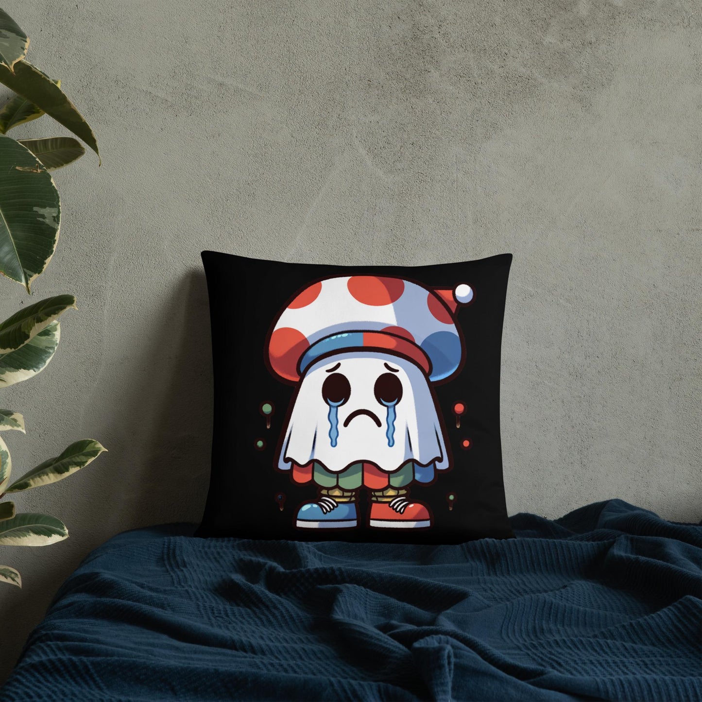 Weirdcore Creepy Cute Mushroom Ghosts Throw Pillow Halloween Goth Grunge Room Decor