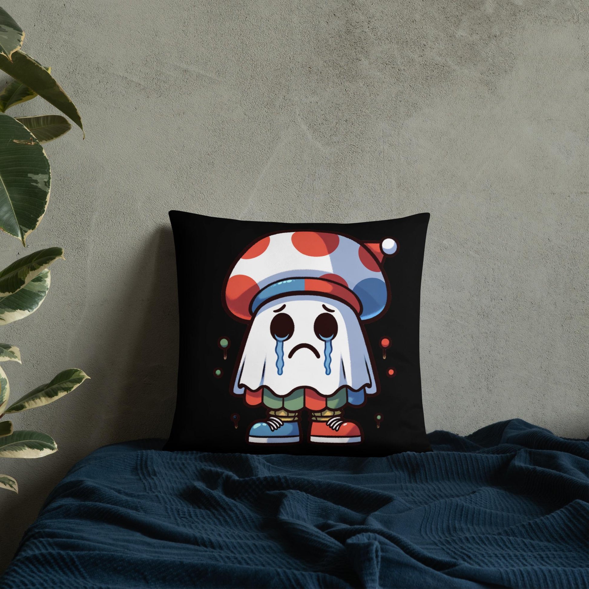 Weirdcore Creepy Cute Mushroom Ghosts Throw Pillow Halloween Goth Grunge Room Decor