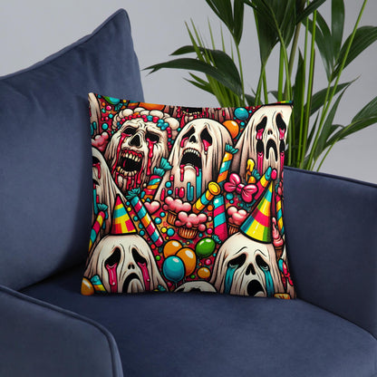 Creepy Screaming Ghosts Decorative Horror Pillow Halloween Weirdcore Candy Goth Throw Pillow