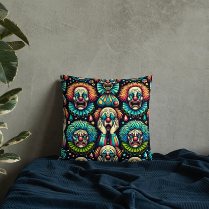 Weirdcore Crying Clowns Pattern Decorative Pillow Halloween Clowncore Goth Decor Throw Pillow