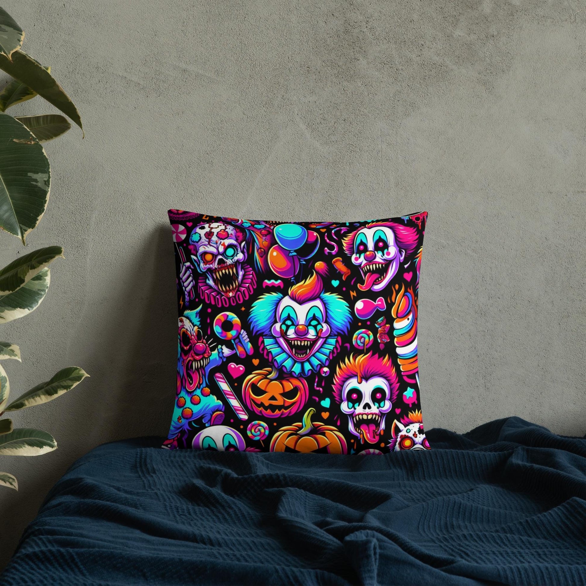 Creepy Horror Bubble Goth Grunge Clowns Ghost Weirdcore Clowncore Decorative Throw Pillow