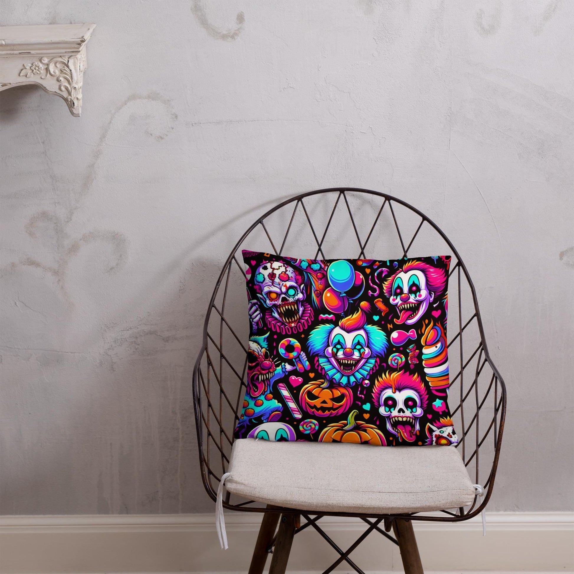 Creepy Horror Bubble Goth Grunge Clowns Ghost Weirdcore Clowncore Decorative Throw Pillow