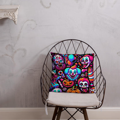 Creepy Horror Bubble Goth Grunge Clowns Ghost Weirdcore Clowncore Decorative Throw Pillow