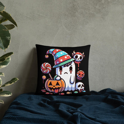 Creepy Weirdcore Bully Trick or Treaters and Ghosts Throw Pillow Two Sided Halloween Ghosts Decorative Pillow