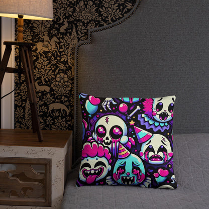 Weirdcore Crying Ghosts and Ghouls Throw Pillow Bubble Neon Goth Decorative Pillow Grunge Room Decor