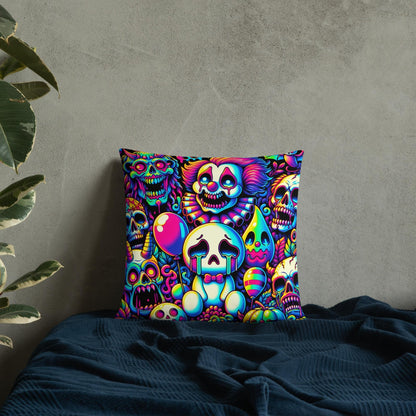 Weirdcore Sad Ghosts Nightmare Clowns Throw Pillow Grunge Neon Goth Room Decor Decorative Pillow