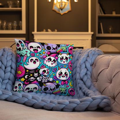 Creepy Cute Bubble Goth Throw Pillows Skeletons Neon Gothic Decorative Pillow Grunge Room Decor