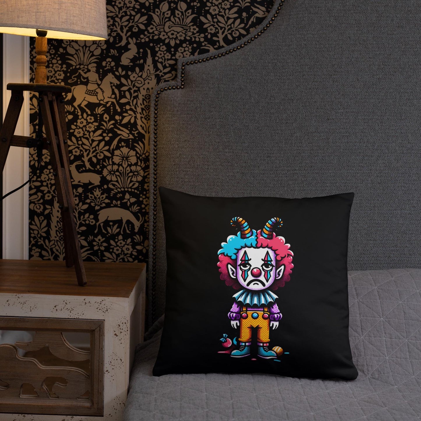 Sad Lonely Clown Throw Pillow Grunge Room Decor Decorative Clowncore Pillow