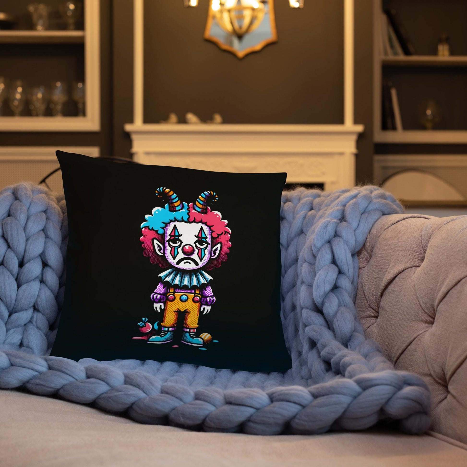 Sad Lonely Clown Throw Pillow Grunge Room Decor Decorative Clowncore Pillow