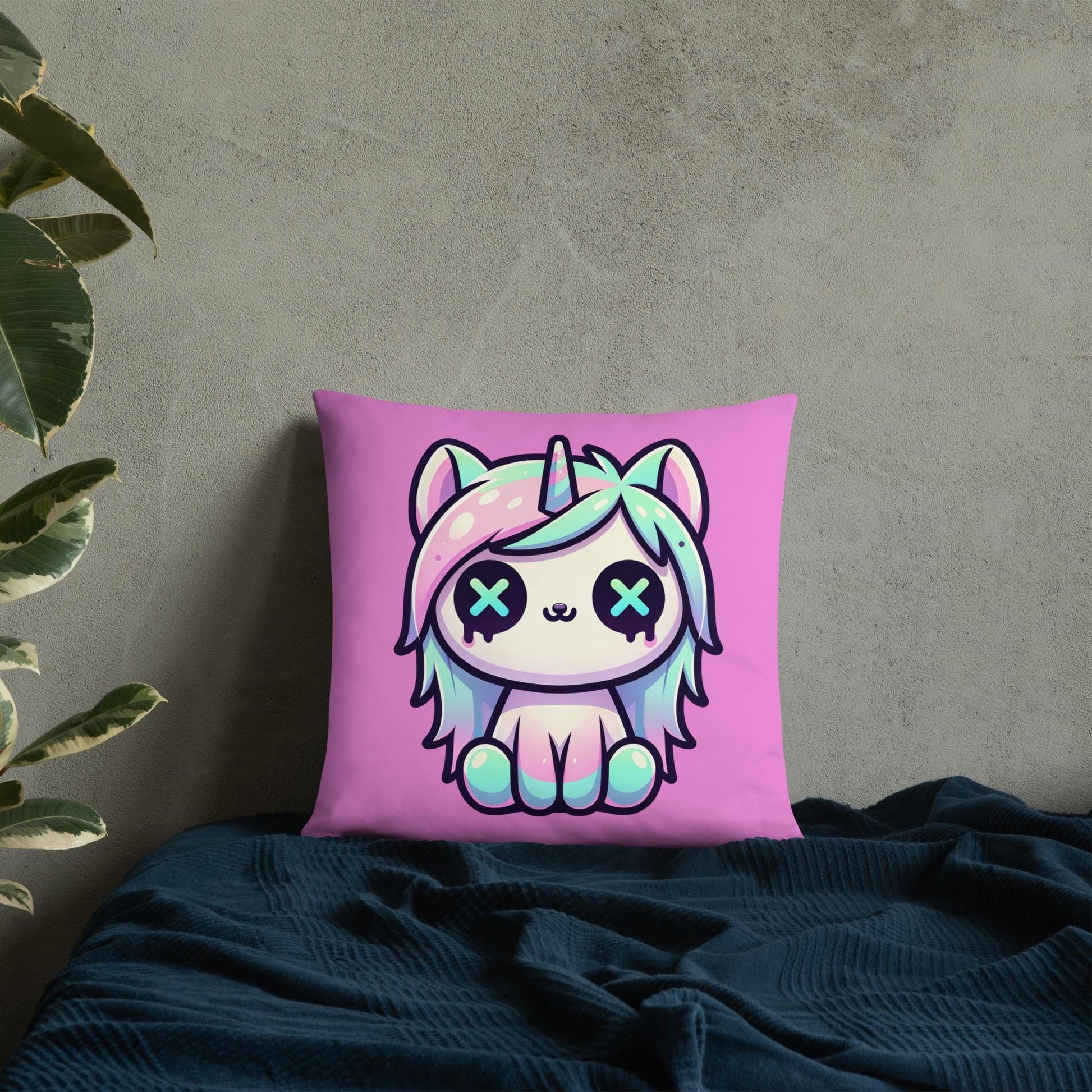 Cute Weirdcore Unicorn Throw Pillow Pastel Goth Room Decor Grunge Decorative Pillow