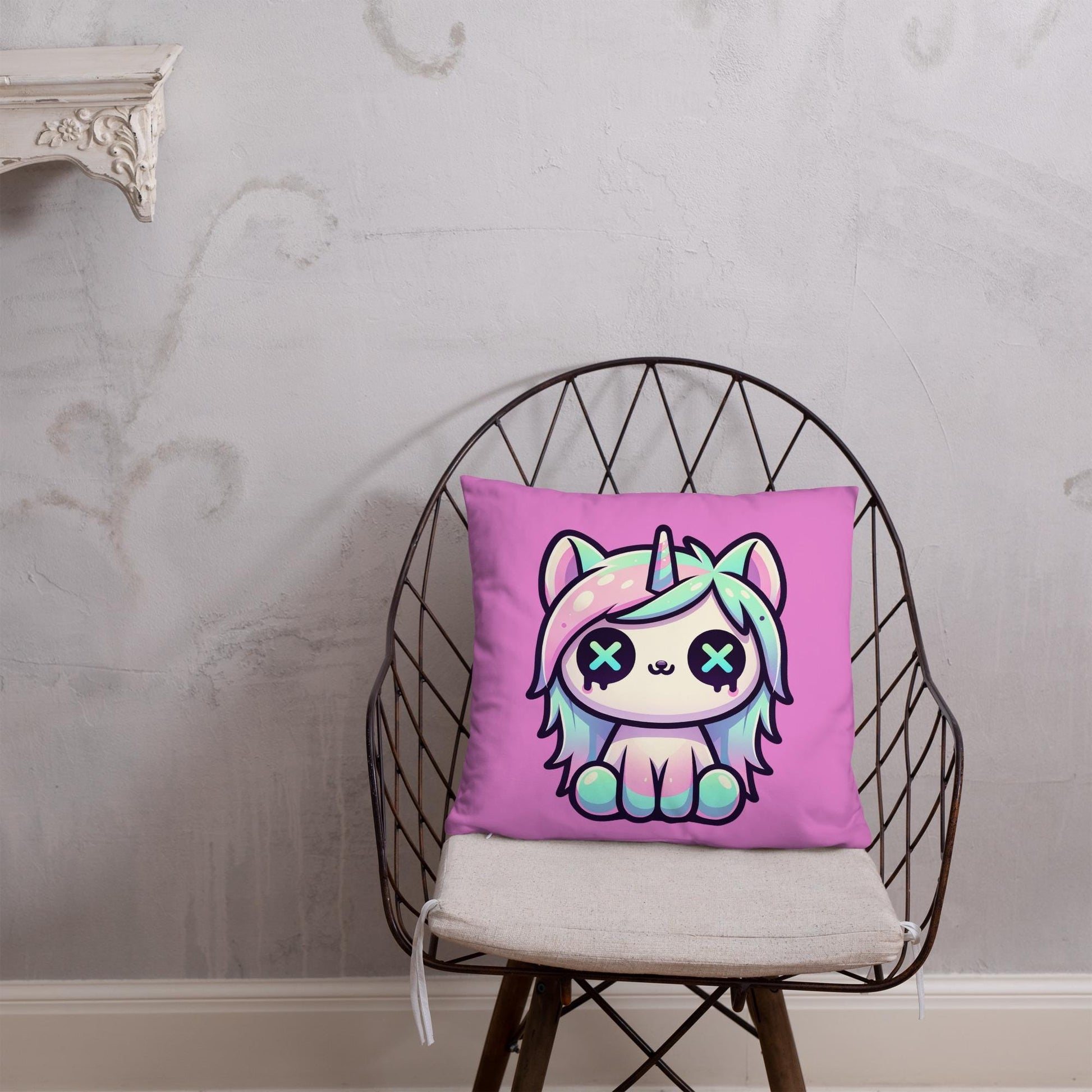 Cute Weirdcore Unicorn Throw Pillow Pastel Goth Room Decor Grunge Decorative Pillow