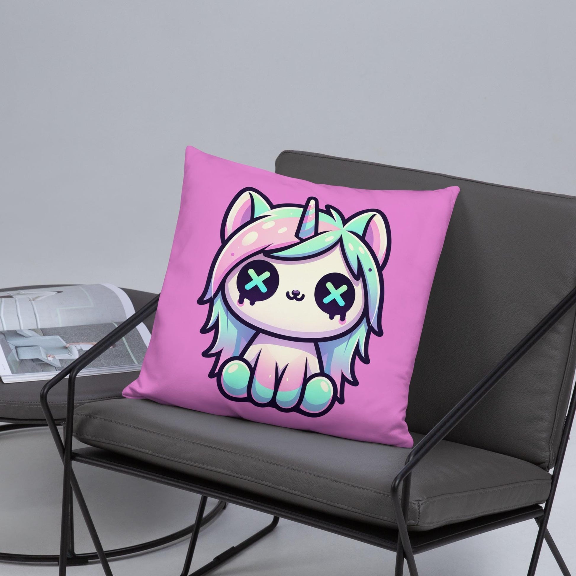 Cute Weirdcore Unicorn Throw Pillow Pastel Goth Room Decor Grunge Decorative Pillow