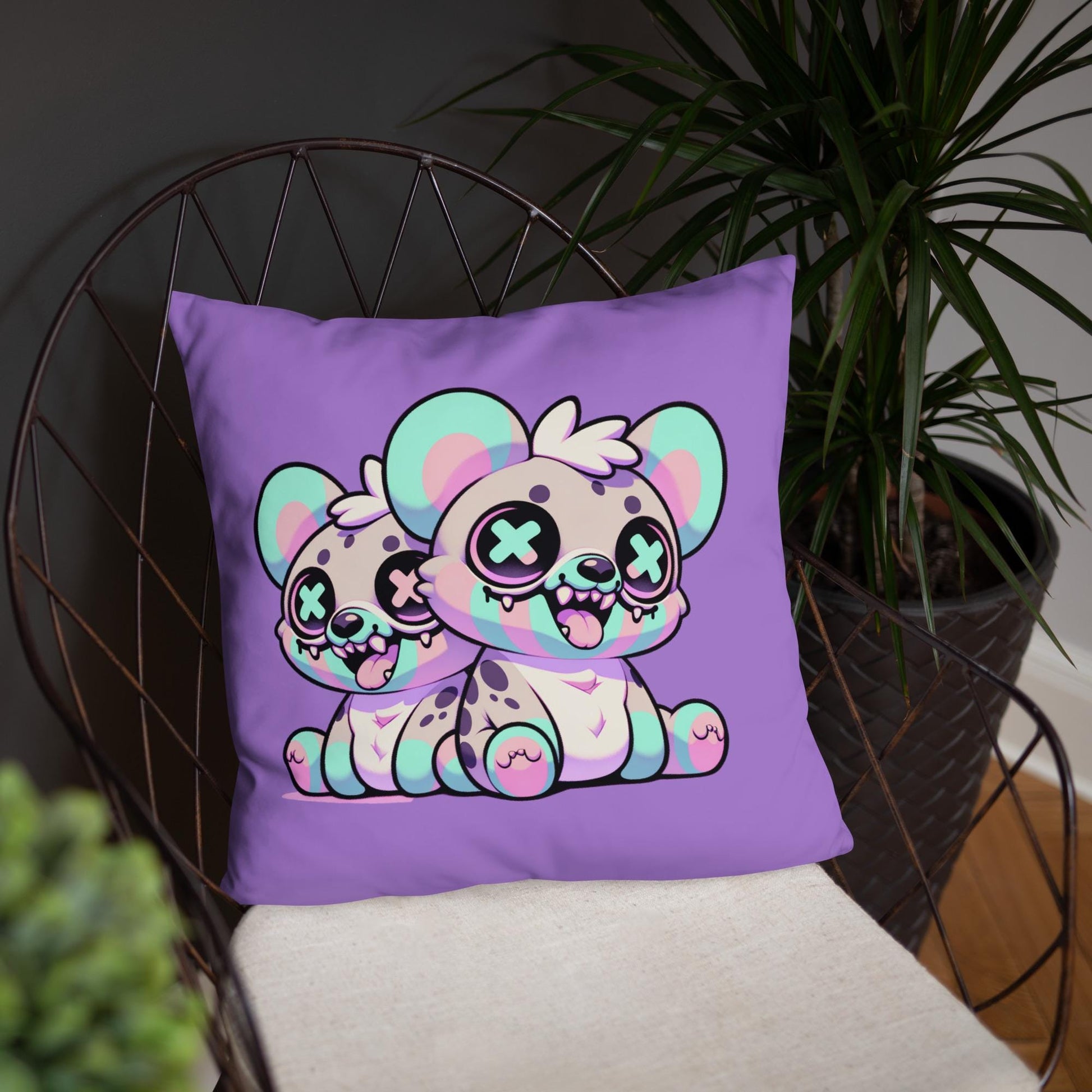 Weirdcore Hyena Twins Pastel Grunge Throw Pillow Kawaii Goth Decorative Pillow Room Decor