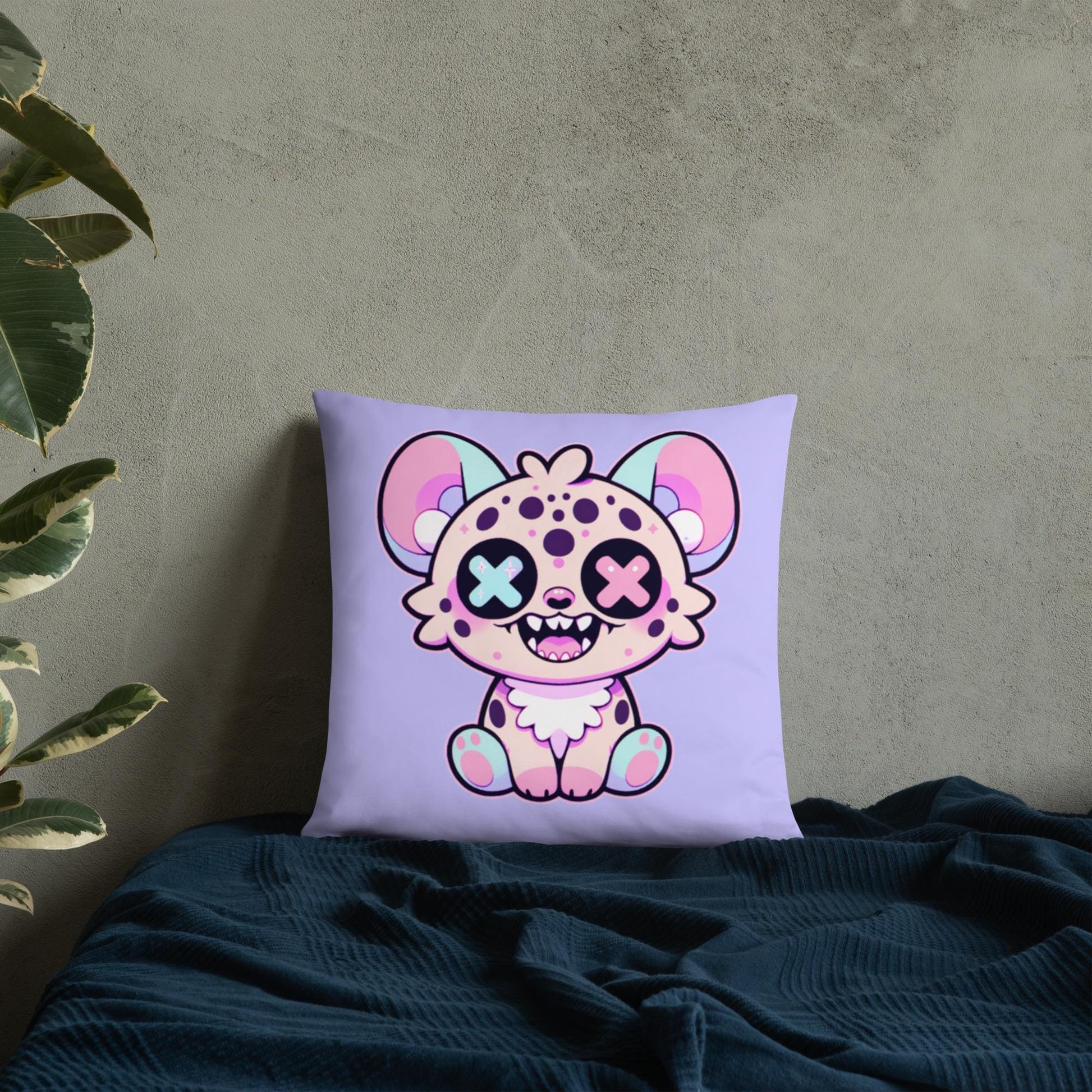 Creepy Cute Hyena Throw Pillow Weirdcore Grunge Decor Pastel Goth Decorative Pillow