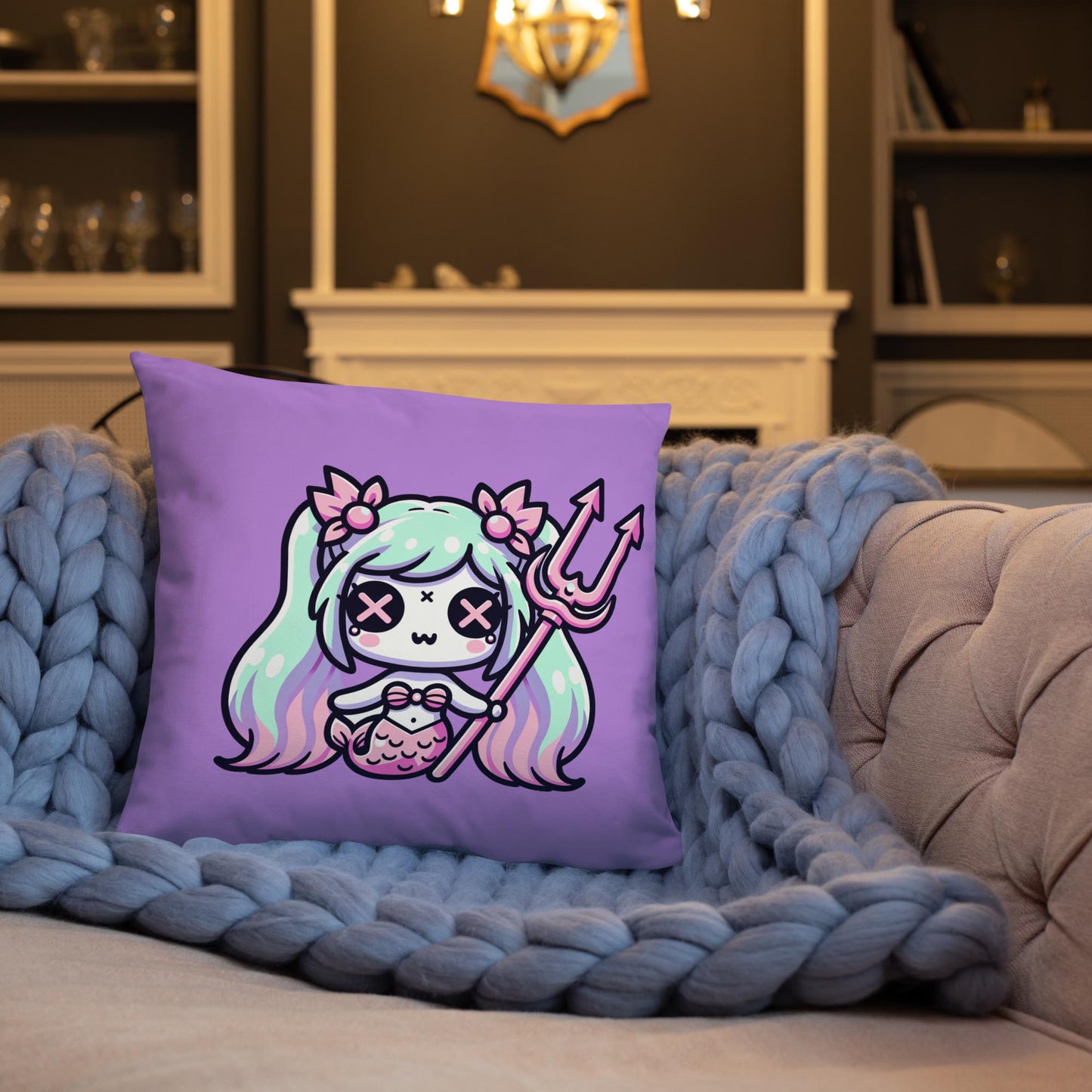 Weirdcore Mermaid Pastel Goth Throw Pillow Grunge Home Decor Mermaid Decorative Pillow
