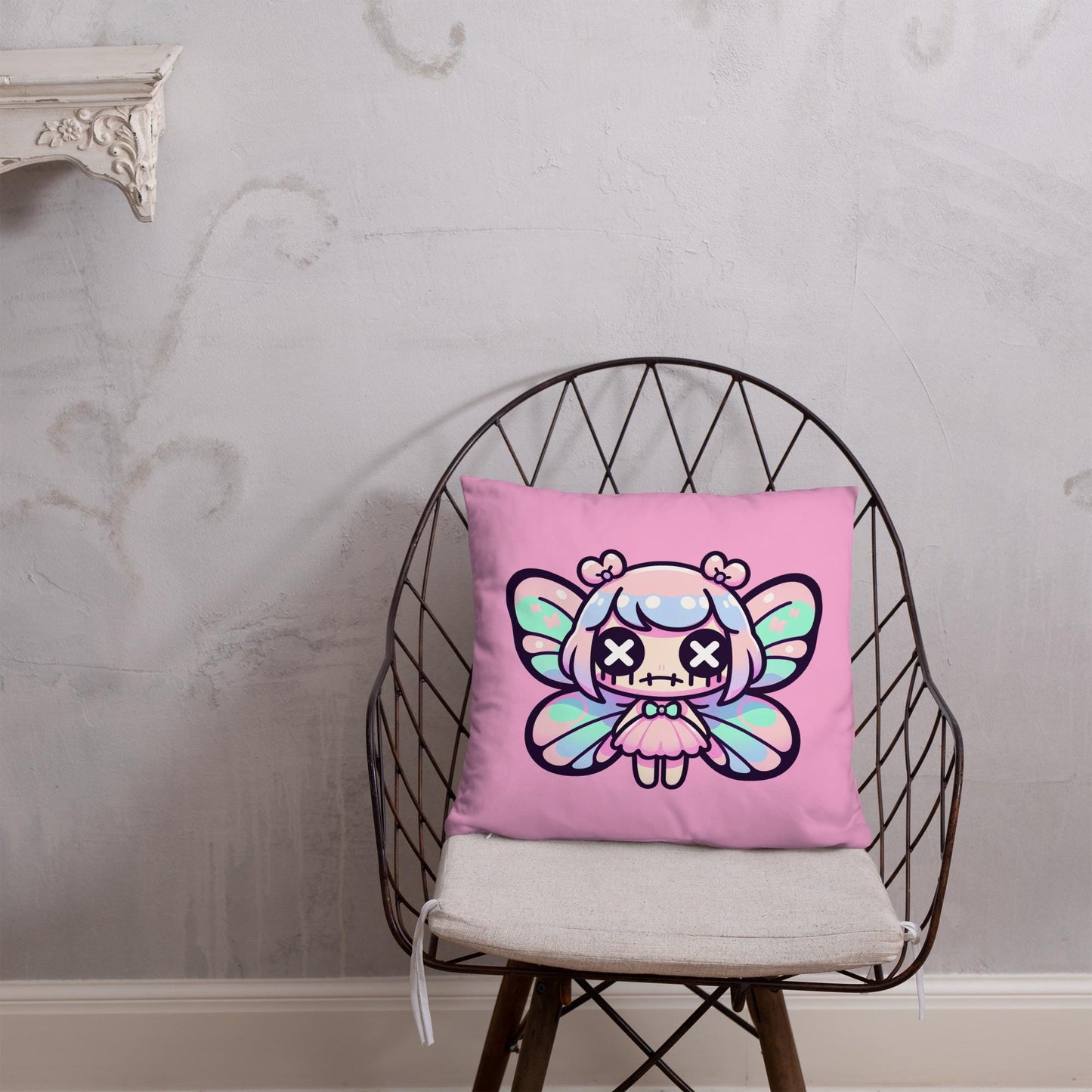 Pastel Goth Weirdcore Fairy Throw Pillow Creepy Cute Ragdoll Fairy Grunge Room Decor Decorative Pillow