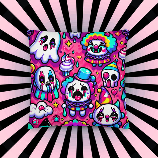 Bubble Goth Ghosts Clown Decorative Pillow Neon Goth Horror Throw Pillow Grunge Room Decor