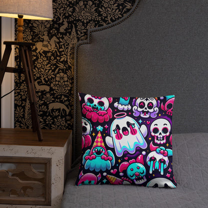 Weirdcore Bubble Goth Ghost Throw Pillow Grunge Decorative Pillow