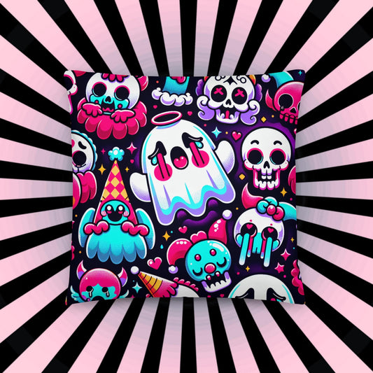 Weirdcore Bubble Goth Ghost Throw Pillow Grunge Decorative Pillow
