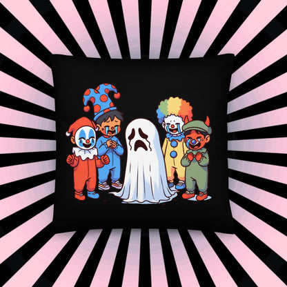 Creepy Weirdcore Bully Trick or Treaters and Ghosts Throw Pillow Two Sided Halloween Ghosts Decorative Pillow