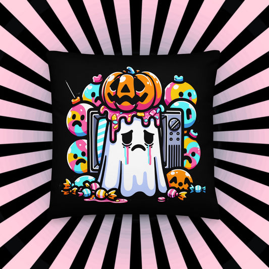 Weirdcore TV Grunge Ghosts Neon Goth Decorative Pillow Colorful Creepy Room Decor Throw Pillow
