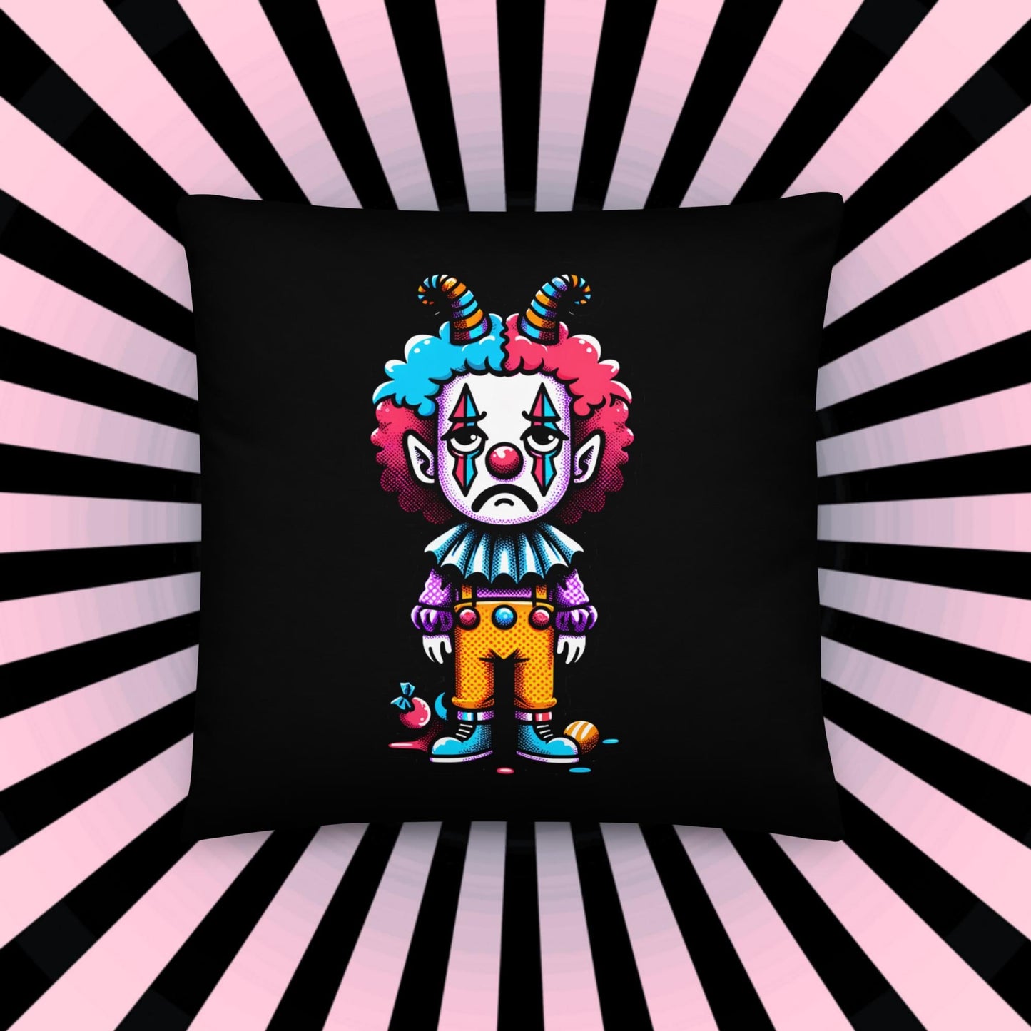 Sad Lonely Clown Throw Pillow Grunge Room Decor Decorative Clowncore Pillow