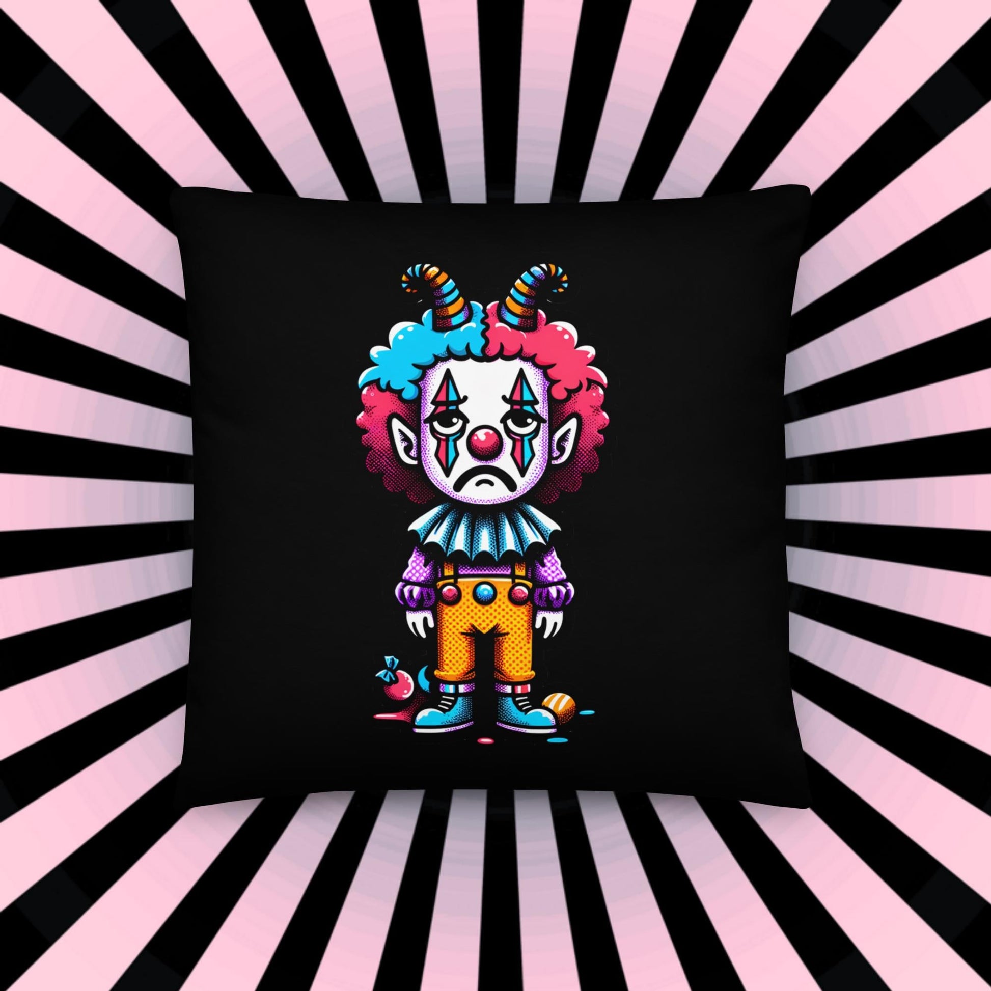 Sad Lonely Clown Throw Pillow Grunge Room Decor Decorative Clowncore Pillow