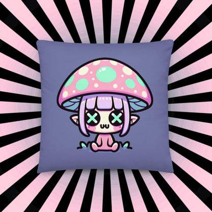 Creepy Cute Weirdcore Mushroom Elf Throw Pillow Grunge Room Decor Pastel Goth Decorative Pillow