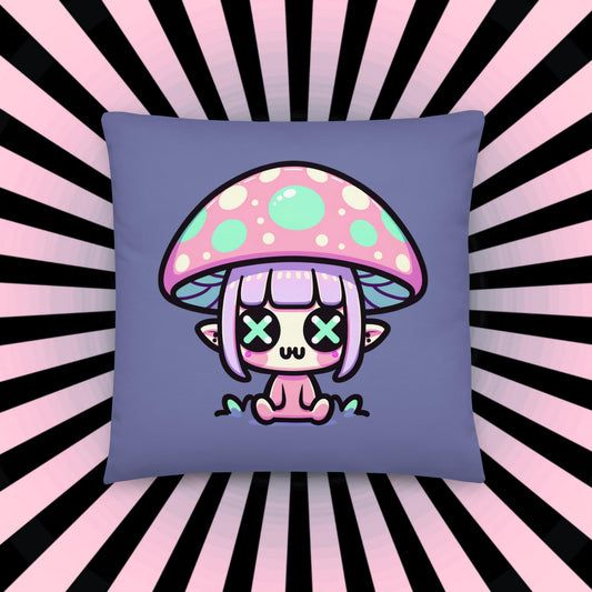 Creepy Cute Weirdcore Mushroom Elf Throw Pillow Grunge Room Decor Pastel Goth Decorative Pillow