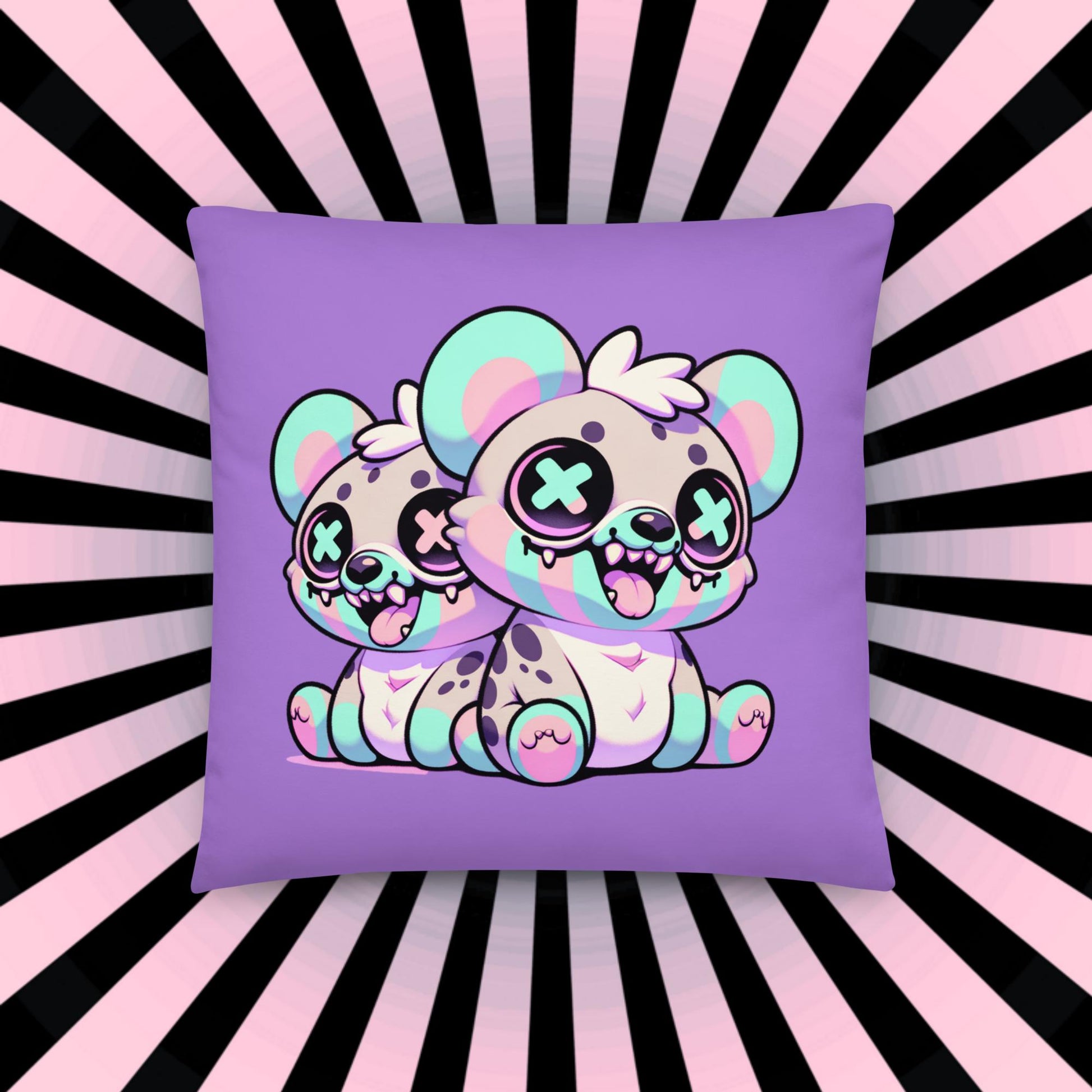 Weirdcore Hyena Twins Pastel Grunge Throw Pillow Kawaii Goth Decorative Pillow Room Decor