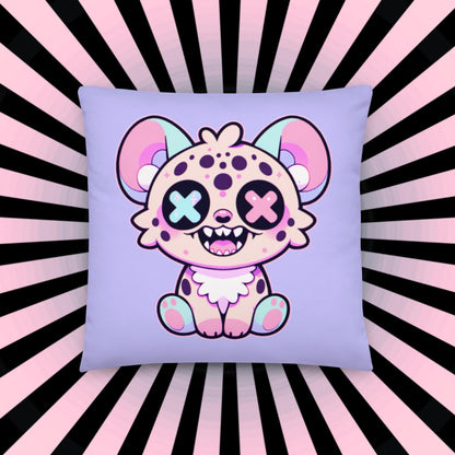 Creepy Cute Hyena Throw Pillow Weirdcore Grunge Decor Pastel Goth Decorative Pillow
