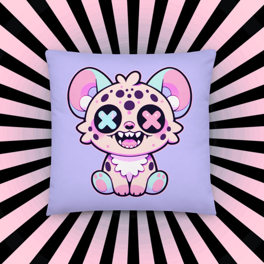 Creepy Cute Hyena Throw Pillow Weirdcore Grunge Decor Pastel Goth Decorative Pillow