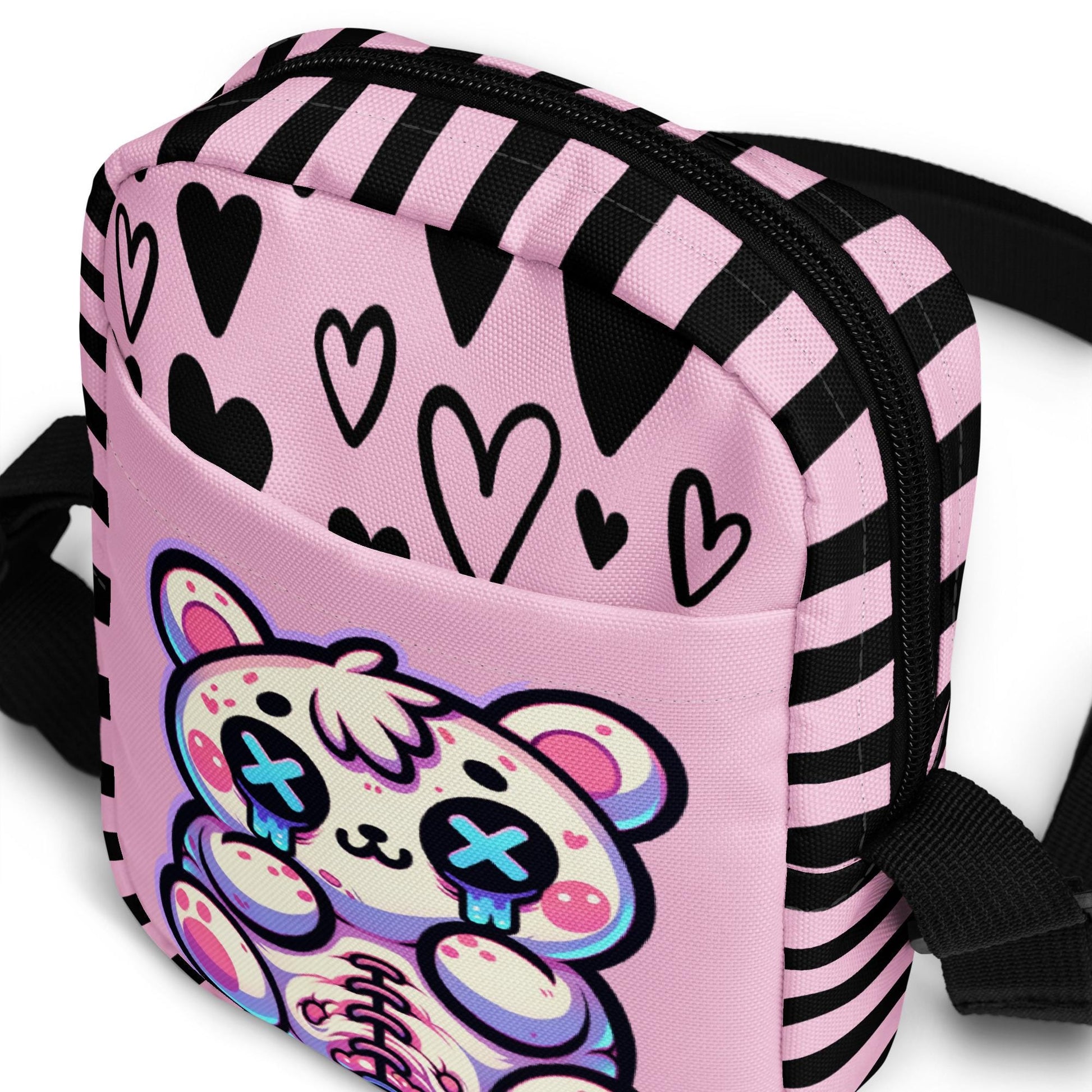 Weirdcore Gore Stitched Teddy Bear Crossbody Bag Kawaii Bear Grunge Sling Bag Purse