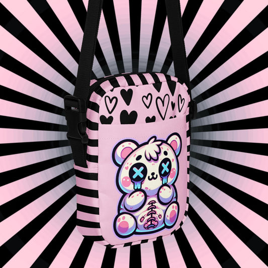 Weirdcore Gore Stitched Teddy Bear Crossbody Bag Kawaii Bear Grunge Sling Bag Purse