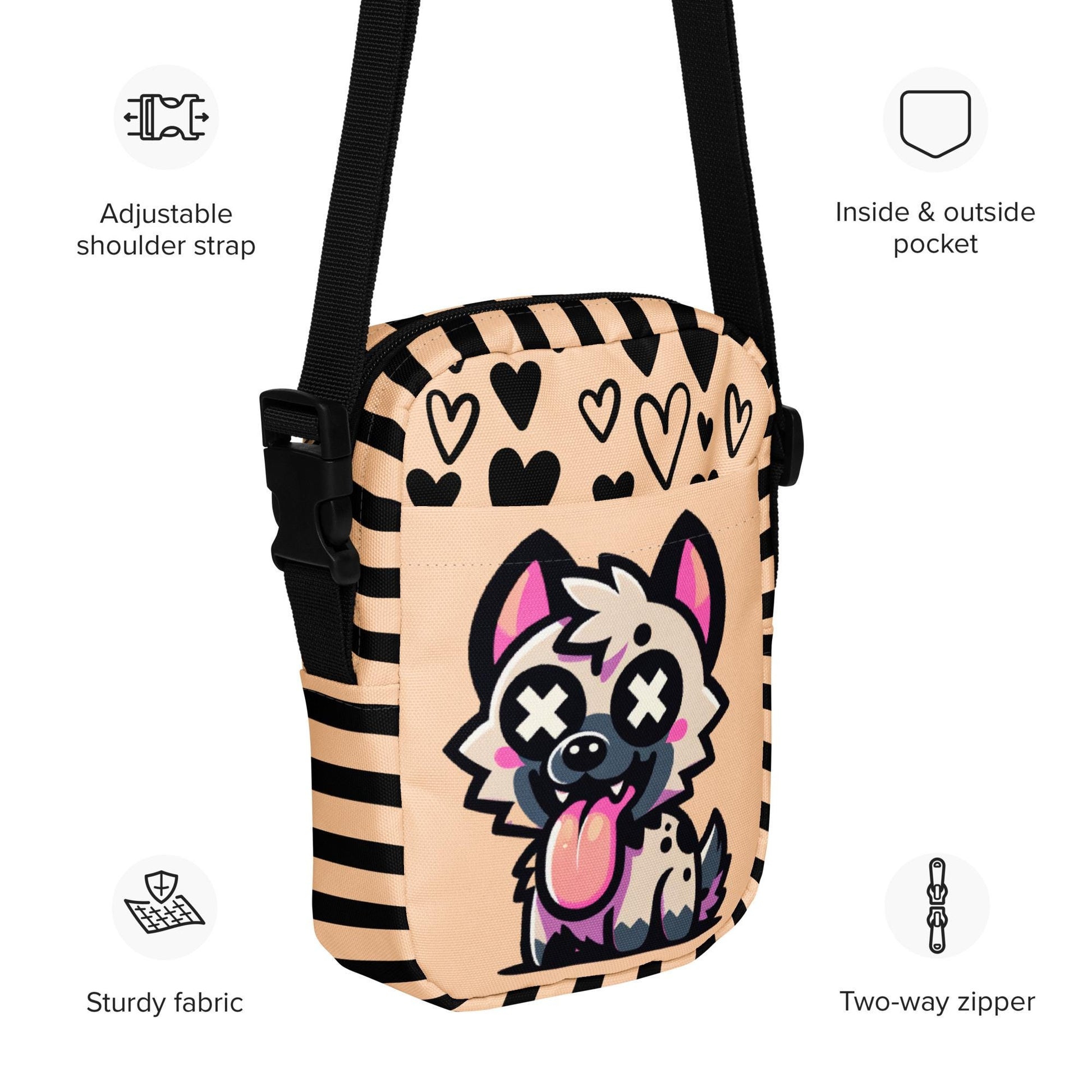 Cute Kawaii Hyena Crossbody Bag Weirdcore Goth Grunge Messenger Bag