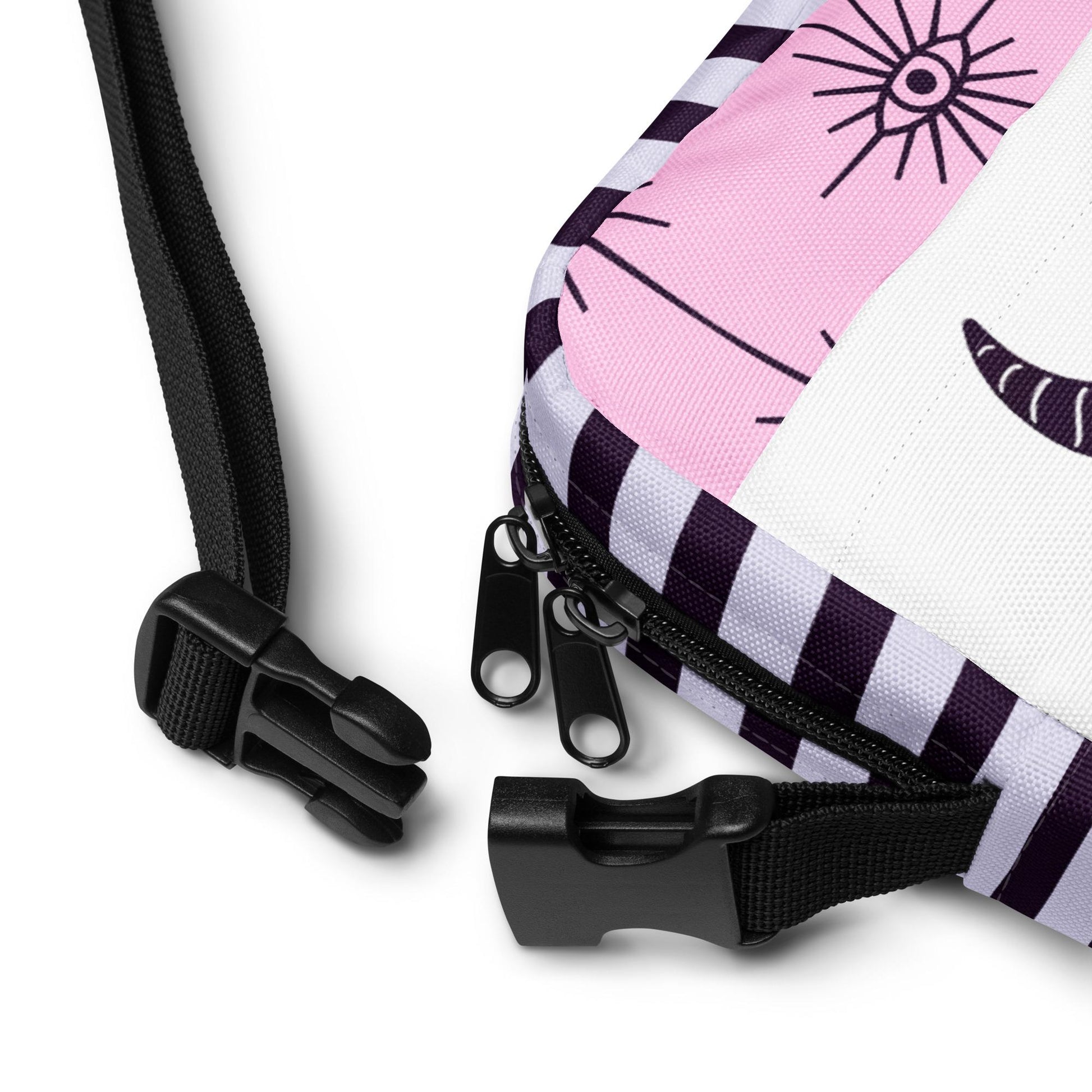 Creepy Cute Demon Girl Crossbody Bag Pastel Goth Grunge Evil Eye Pattern Back Should Sling Bag Purse