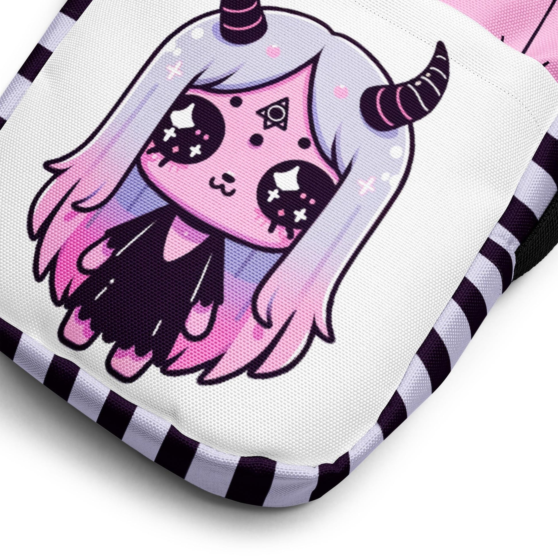 Creepy Cute Demon Girl Crossbody Bag Pastel Goth Grunge Evil Eye Pattern Back Should Sling Bag Purse