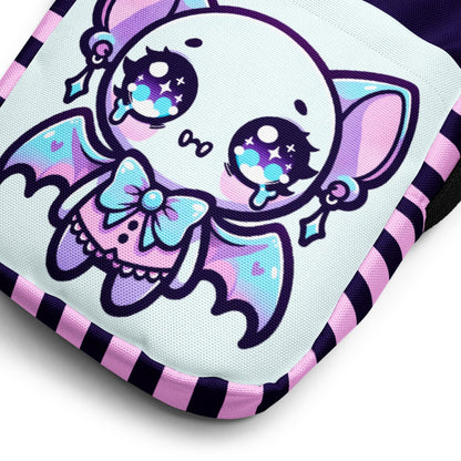 Creepy Cute Spooky Bat Girl Kawaii Crossbody Bag Pastel Goth Grunge Bat Demon Shoulder Bag Purse