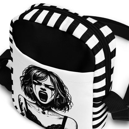 Gothic Girl Screaming Crossbody Bag Ventcore Outcry Utility Purse Goth Punk Grunge Shoulder Bag
