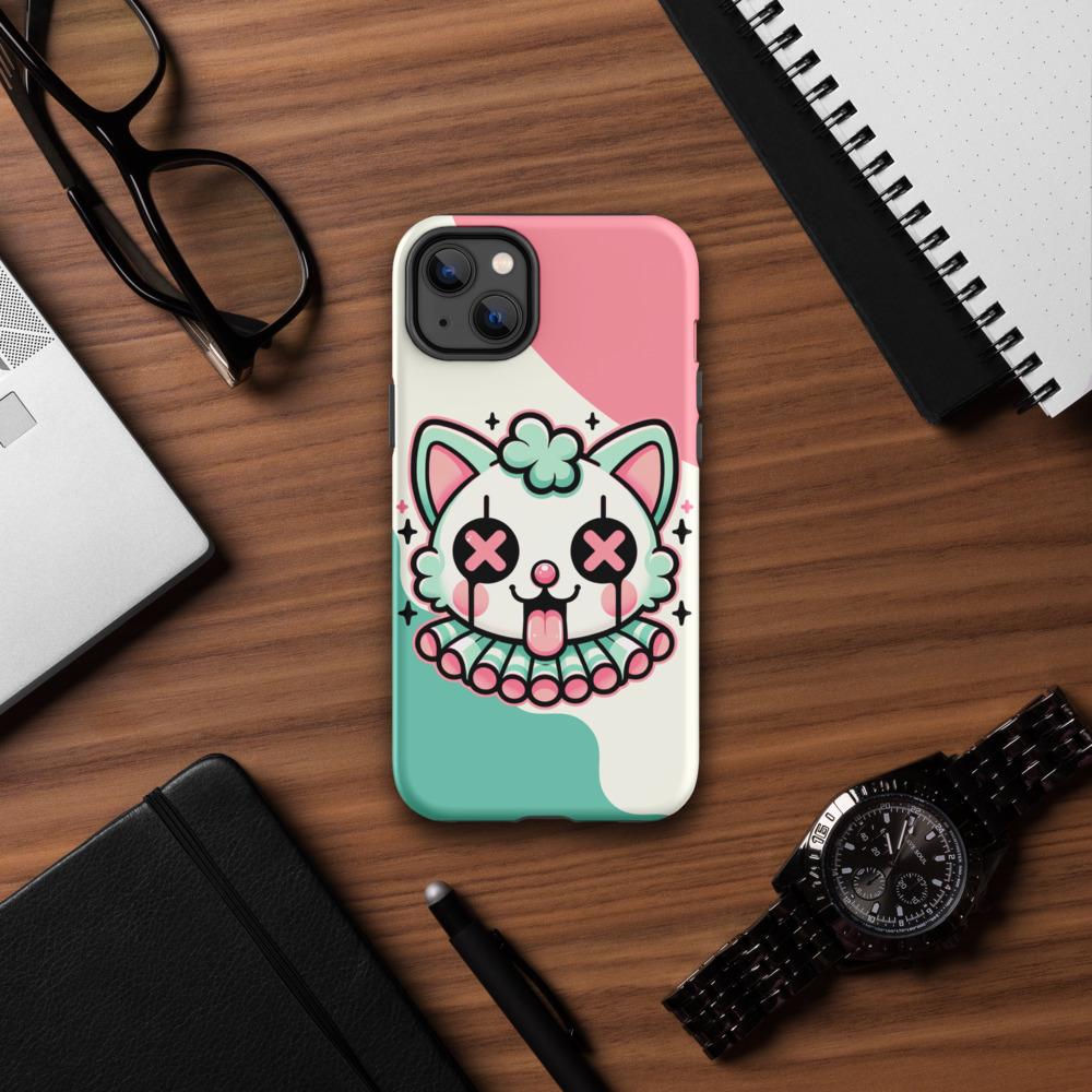 Creepy Cute Weirdcore Clown Cat Clowncore Grunge Pastel Goth Tough Case for iPhone® Glossy or Matte