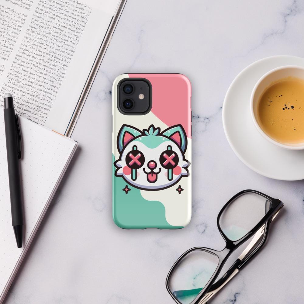 Creepy Cute Weirdcore Cat Clowncore Grunge Pastel Goth Tough Case for iPhone® Glossy or Matte