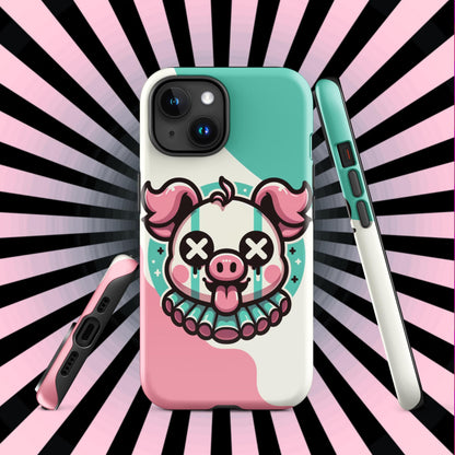Creepy Cute Weirdcore Pig Clown Clowncore Grunge Pastel Goth Tough Case for iPhone® Glossy or Matte