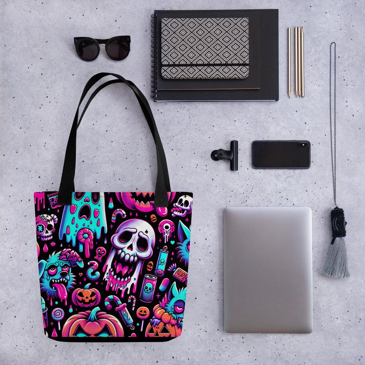 TOTE BAG Gothic Grunge Neon Goth Darkcore Weirdcore Ghost Gore Trick or Treat Dark Aesthetic Halloween Tote Bag