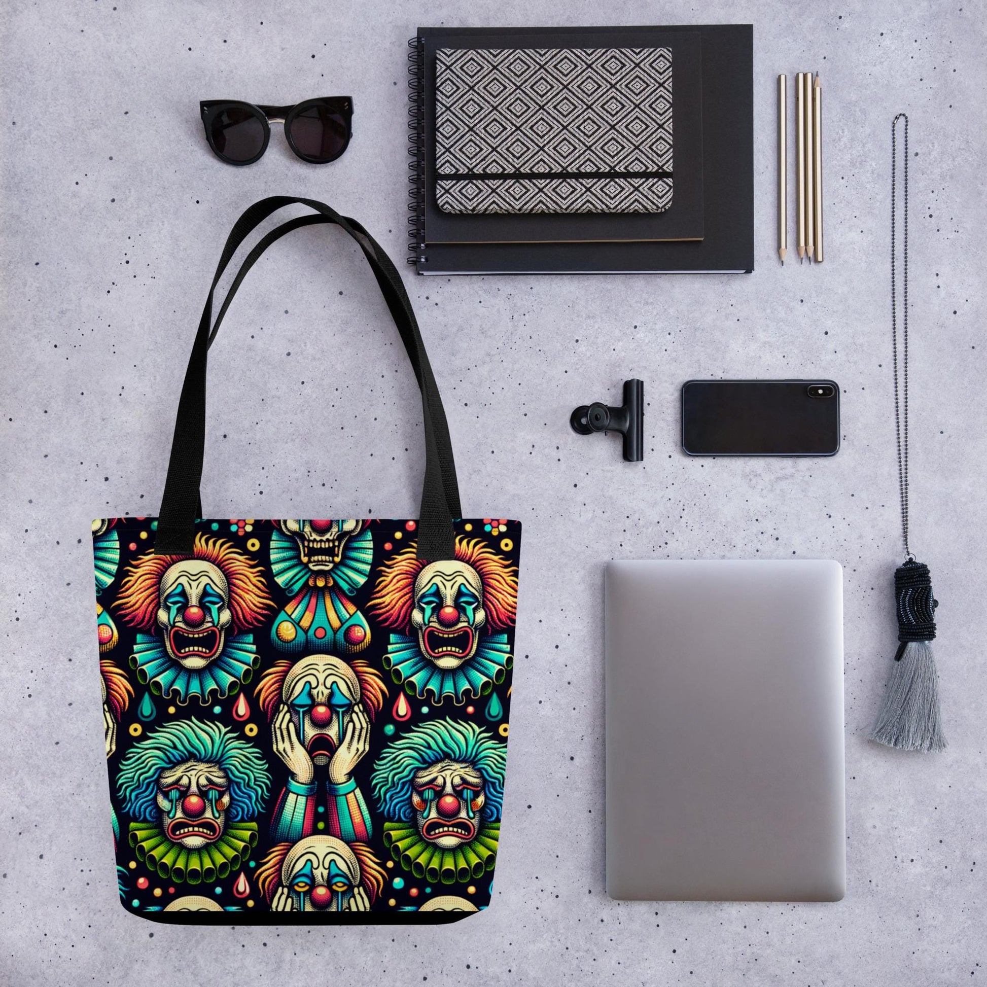 TOTE BAG Gothic Grunge Goth Darkcore Weirdcore Clowncore Spooky Clowns Dark Aesthetic Halloween Tote Bag