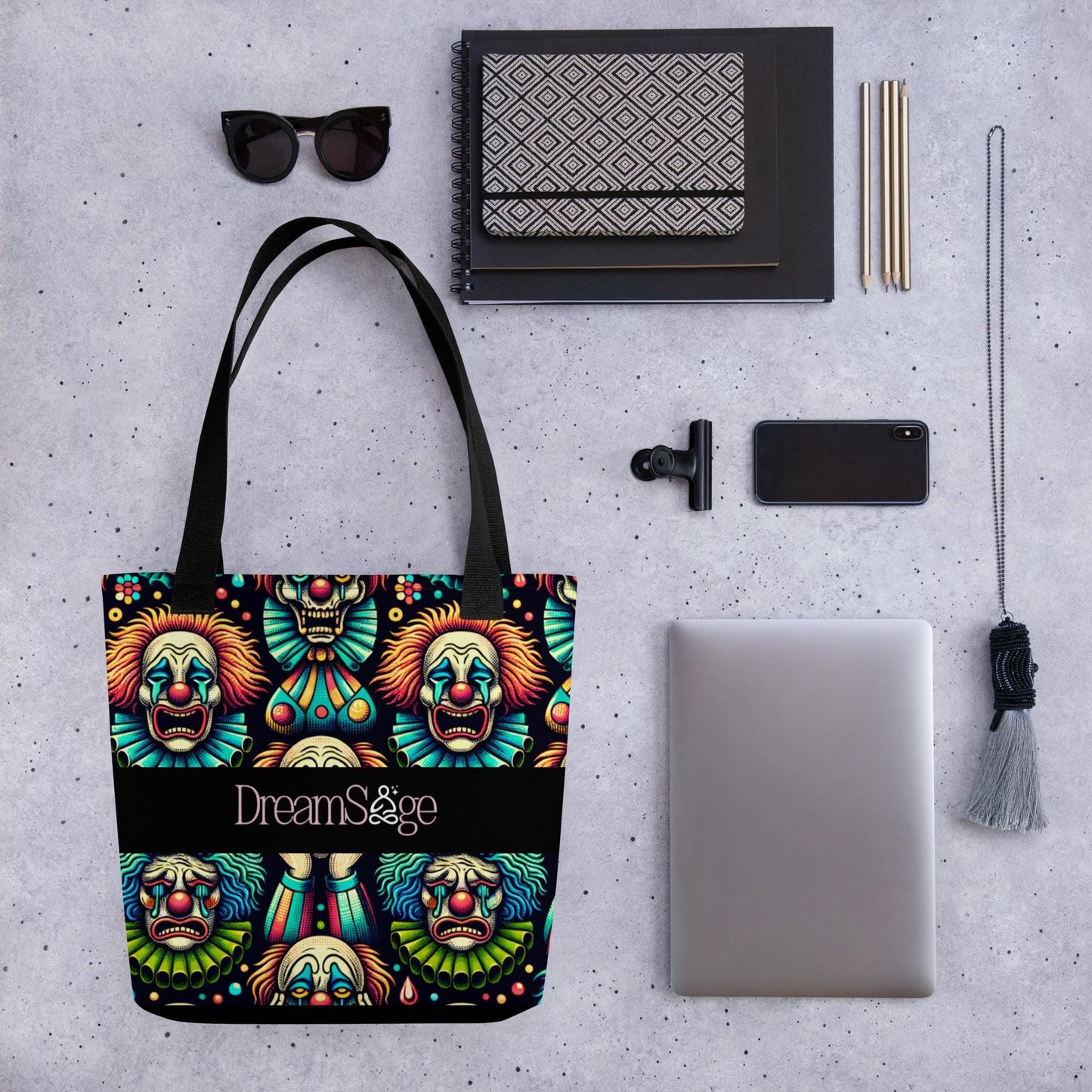 TOTE BAG Gothic Grunge Goth Darkcore Weirdcore Clowncore Spooky Clowns Dark Aesthetic Halloween Tote Bag