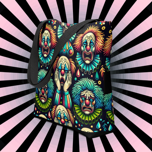 TOTE BAG Gothic Grunge Goth Darkcore Weirdcore Clowncore Spooky Clowns Dark Aesthetic Halloween Tote Bag