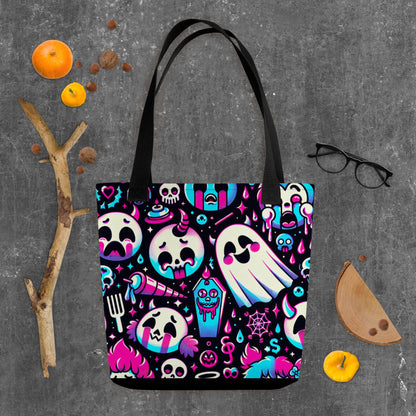 TOTE BAG Gothic Grunge Neon Goth Darkcore Weirdcore Creepy Cute Ghosts Dark Aesthetic Halloween Trick or Treat Tote Bag