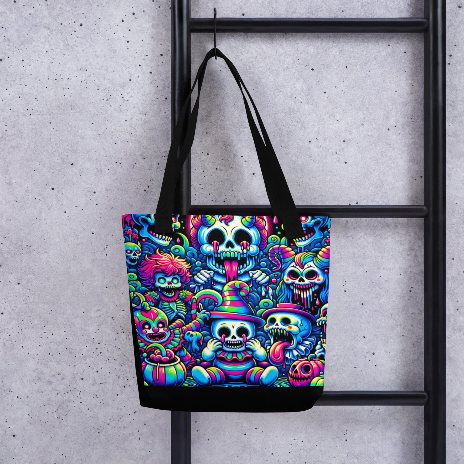 TOTE BAG Gothic Grunge Neon Goth Darkcore Weirdcore Sugar Skulls Day of the Dead Halloween Tote Bag
