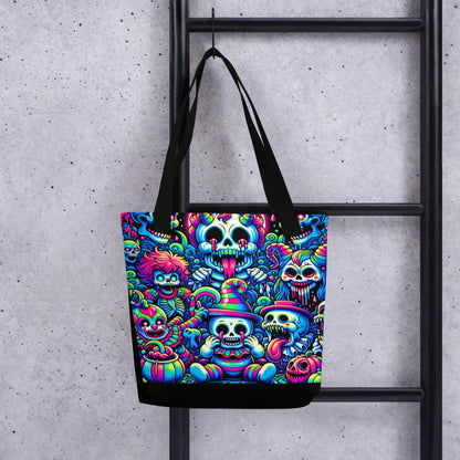 TOTE BAG Gothic Grunge Neon Goth Darkcore Weirdcore Sugar Skulls Day of the Dead Halloween Tote Bag