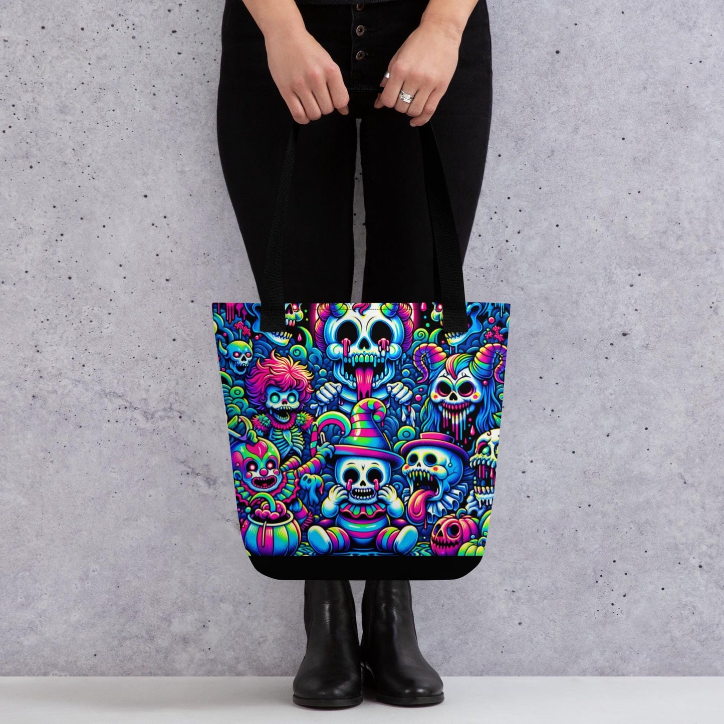 TOTE BAG Gothic Grunge Neon Goth Darkcore Weirdcore Sugar Skulls Day of the Dead Halloween Tote Bag